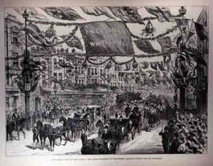 The Queens Visit to East London: The Royal Procession in the High Street, Aldgate, Passing the City Boundary